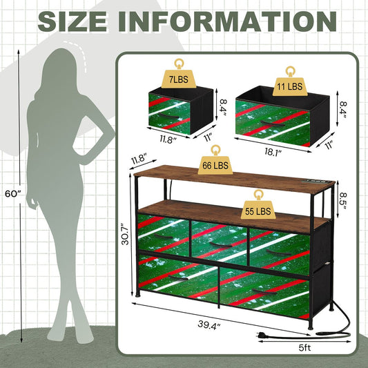 Gavin Scott TV Stand w/5 Drawer Dresser & Charging Station
