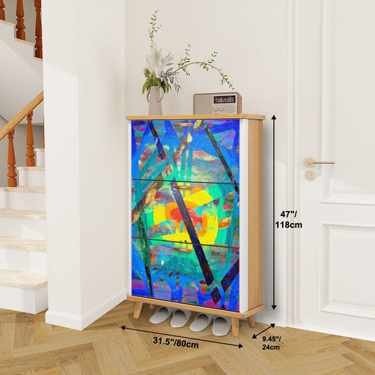 Gavin Scott Wood & Leather Shoe Cabinet