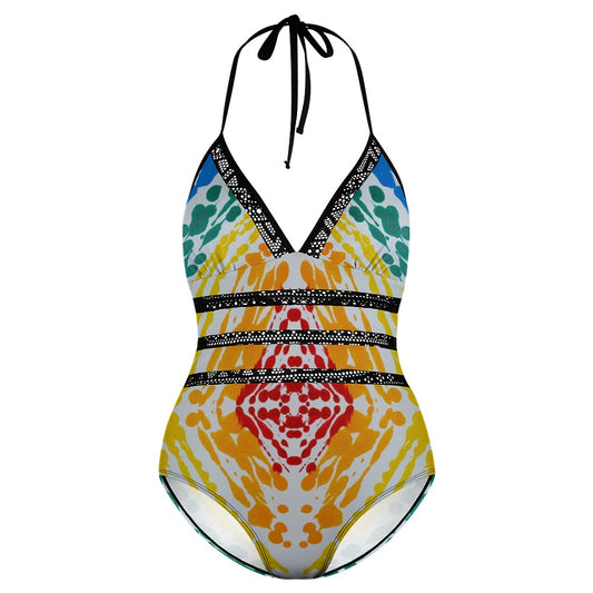 Gavin Scott Lace Halter One-Piece Swimsuit (Femme XL-4XL)