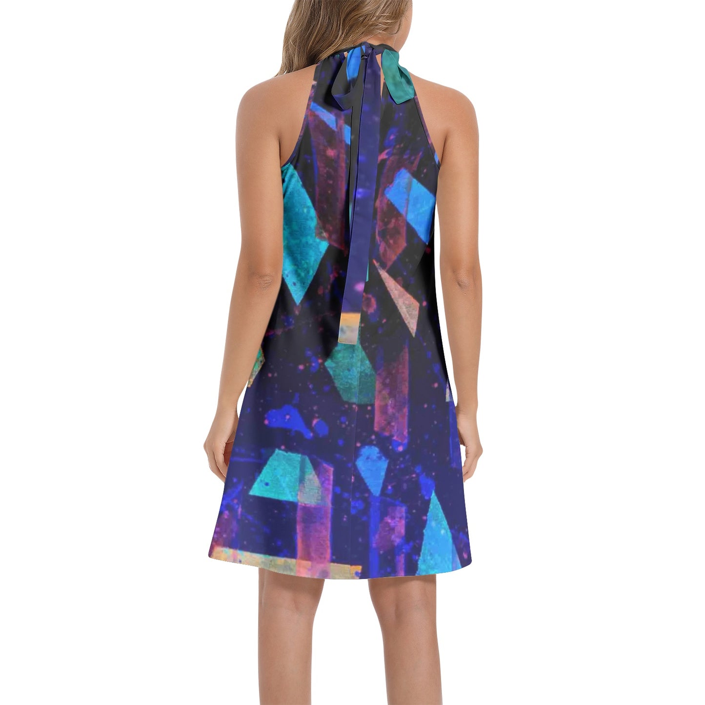 Gavin Scott Tie Back Halter Neck Flared Dress (Femme XS-3XL)