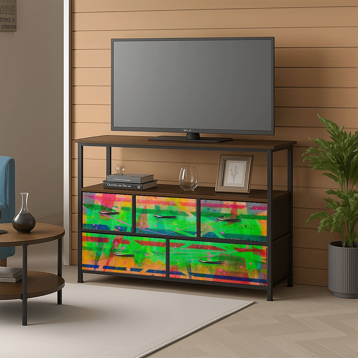 Gavin Scott TV Stand w/5 Drawer Dresser & Charging Station