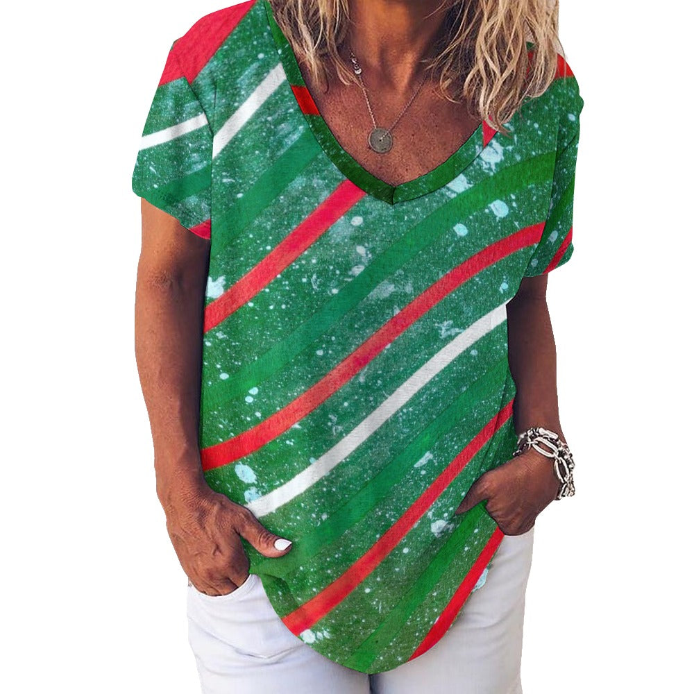 Gavin Scott Ice Silk V-Neck Short-sleeve Shirt (Femme S-5XL)