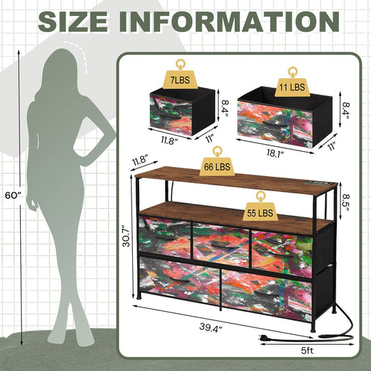 Gavin Scott TV Stand w/5 Drawer Dresser & Charging Station