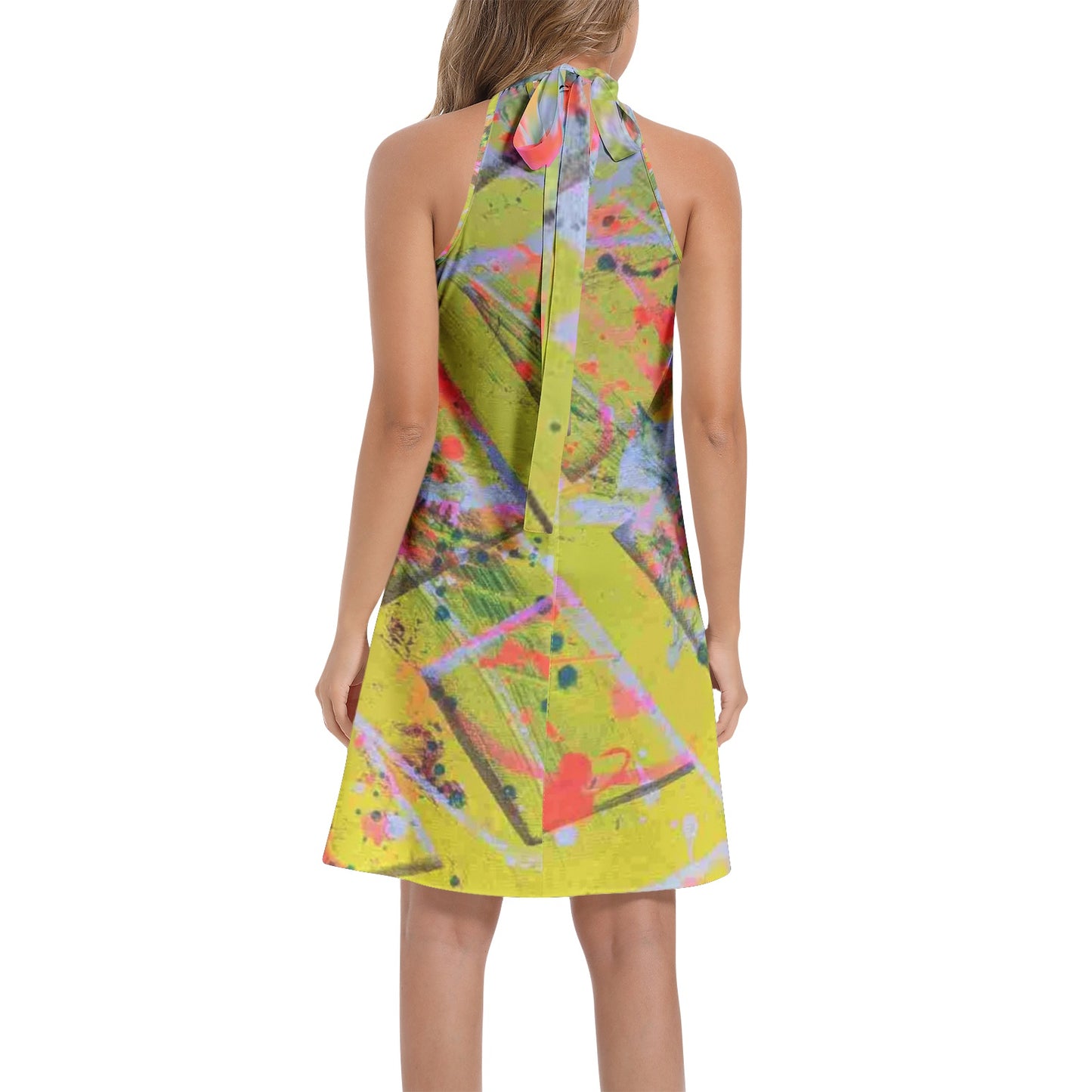 Gavin Scott Tie Back Halter Neck Flared Dress (Femme XS-3XL)