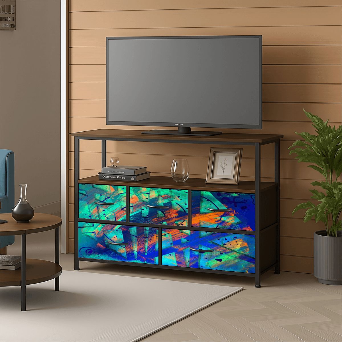 Gavin Scott TV Stand w/5 Drawer Dresser & Charging Station