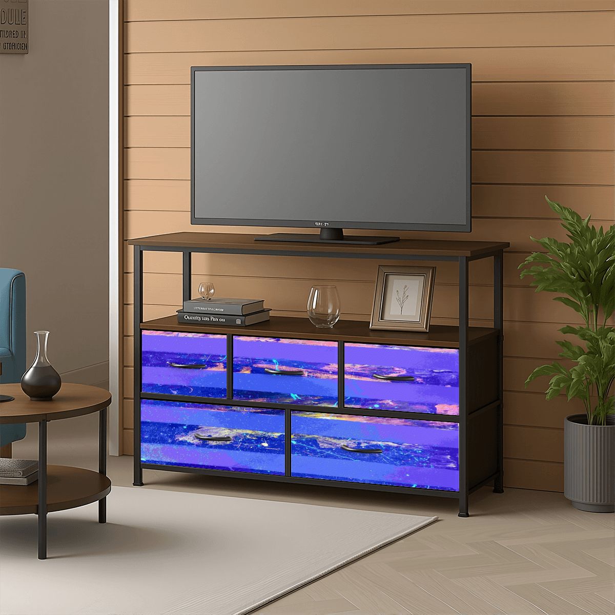 Gavin Scott TV Stand w/5 Drawer Dresser & Charging Station