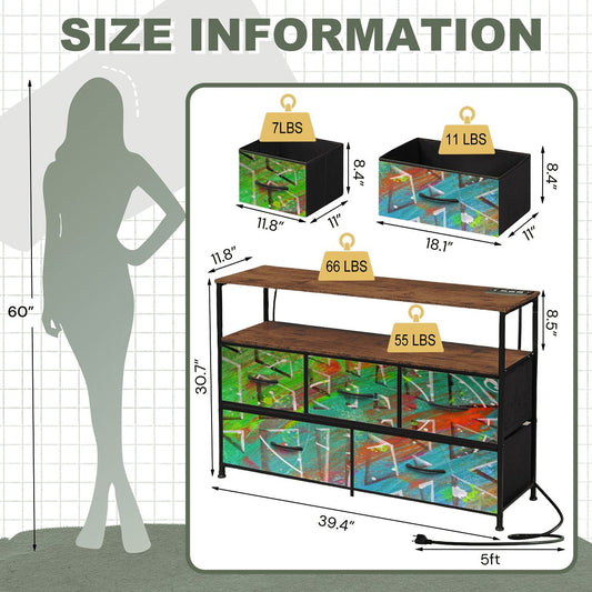 Gavin Scott TV Stand w/5 Drawer Dresser & Charging Station