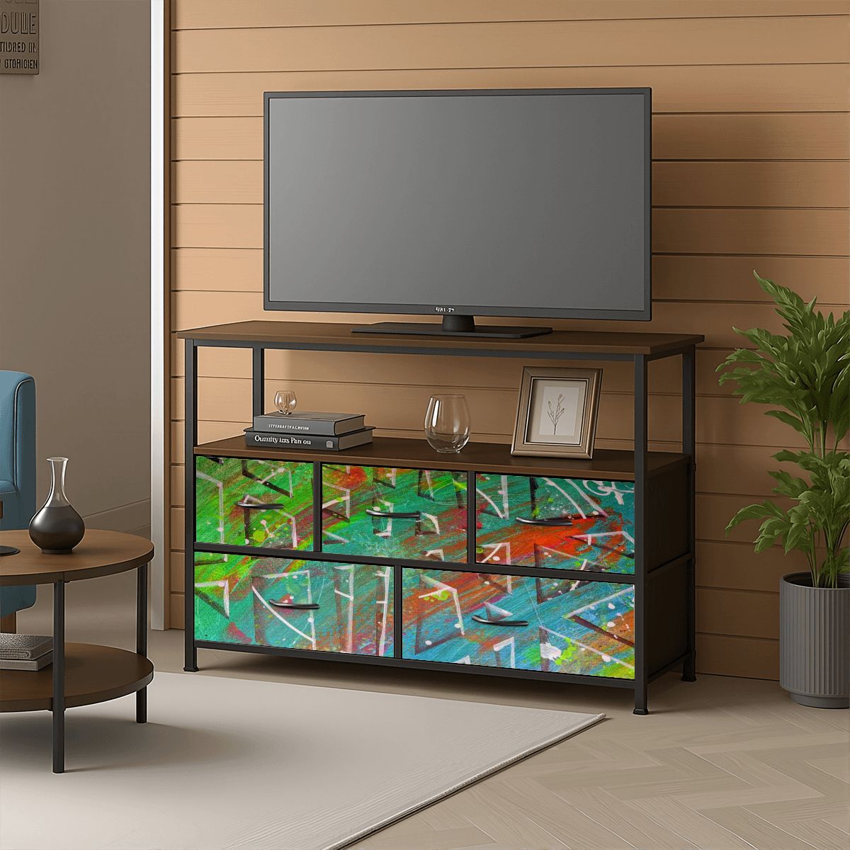 Gavin Scott TV Stand w/5 Drawer Dresser & Charging Station