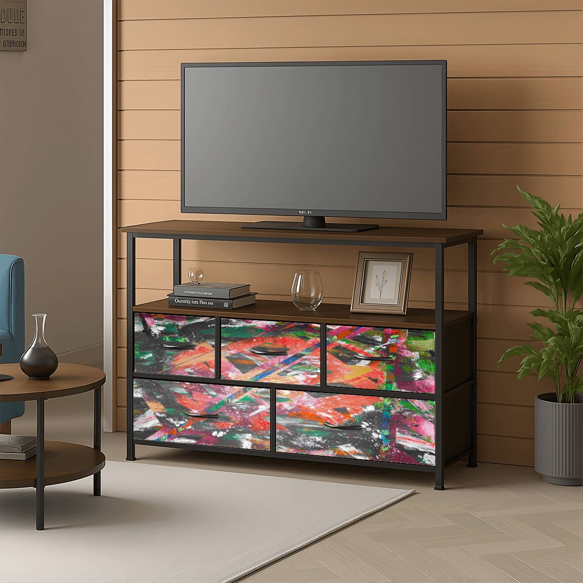 Gavin Scott TV Stand w/5 Drawer Dresser & Charging Station