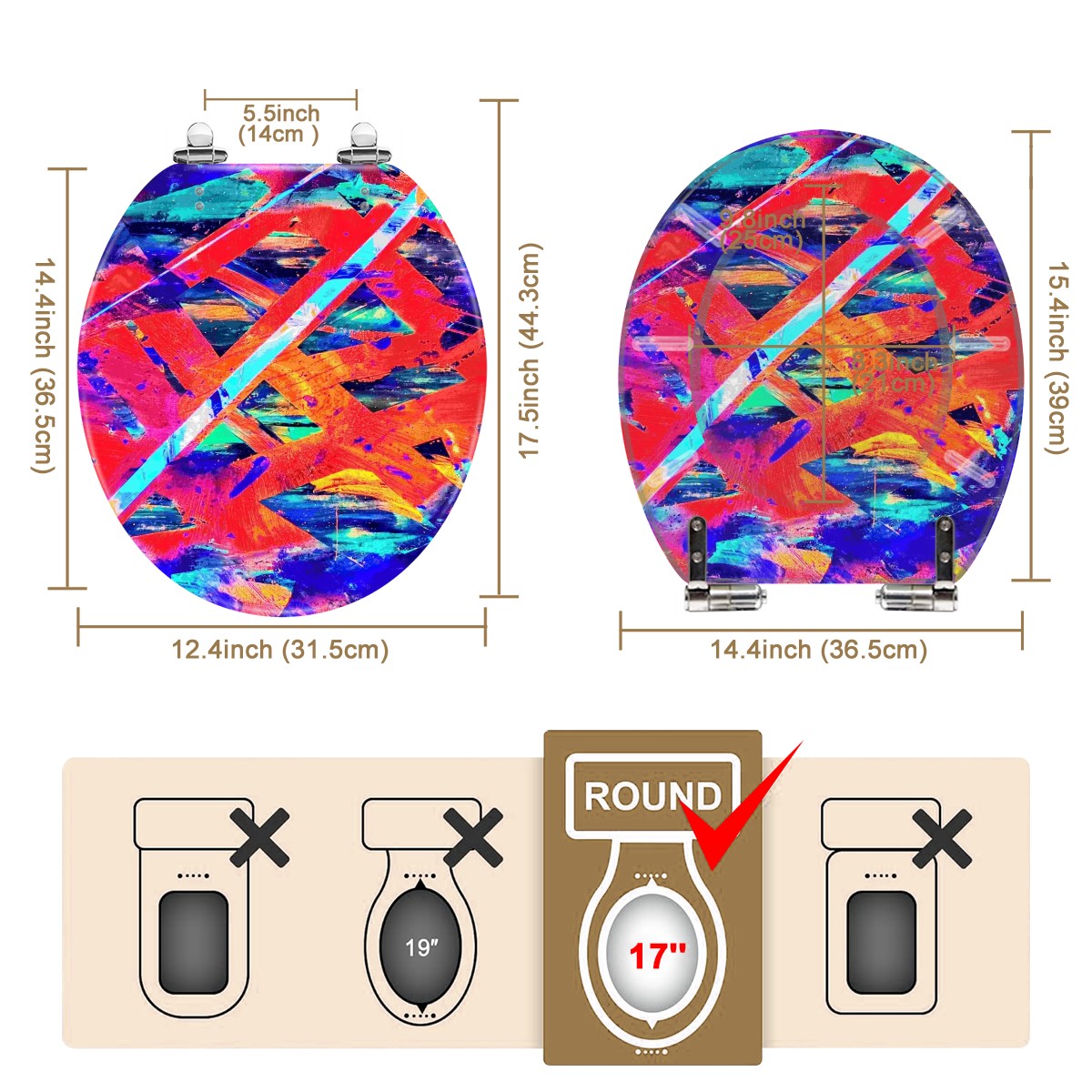 Gavin Scott Round Toilet Seat w/Matching Soft-close Lid (O-Shape)