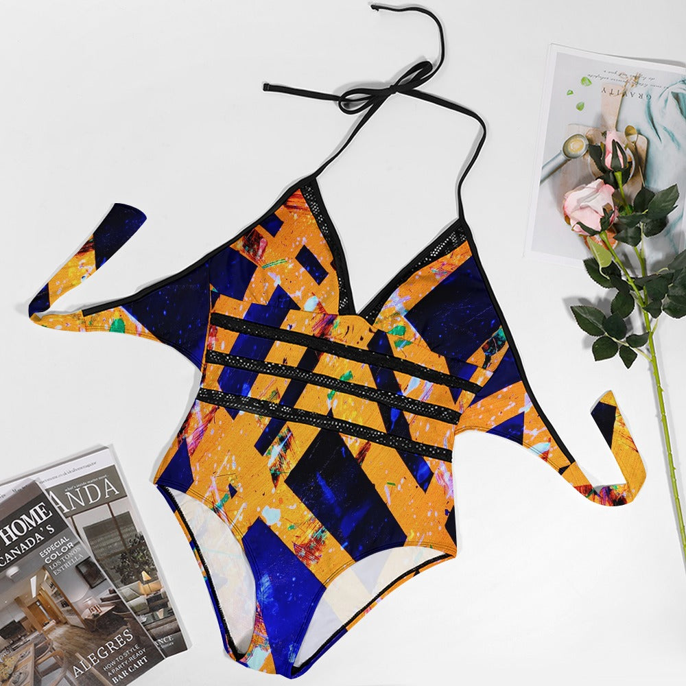 Gavin Scott Lace Halter One-Piece Swimsuit (Femme XL-4XL)