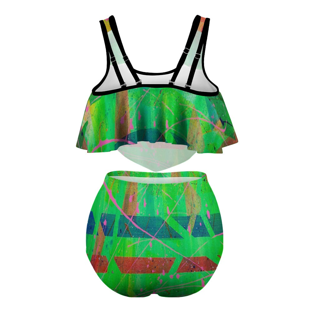 Gavin Scott Ruffled Two Piece Swimsuit (Femme XL-4XL)