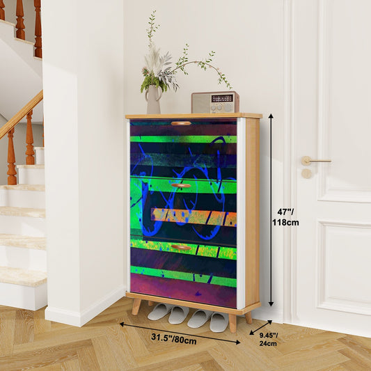 Gavin Scott Wood & Leather Shoe Cabinet