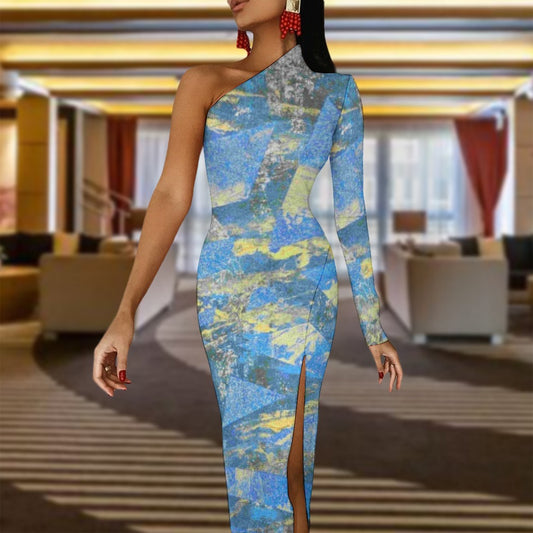 Gavin Scott Half Sleeve Slit Dress (Femme XS-L)