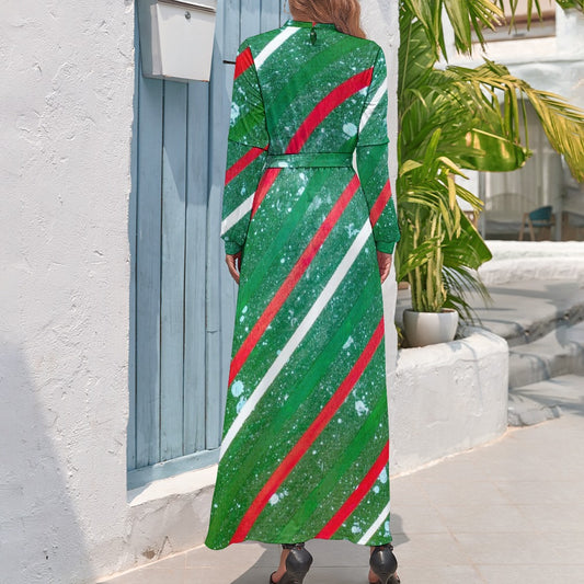 Gavin Scott High Neck Belted Full Length Dress (Femme XS-XL)