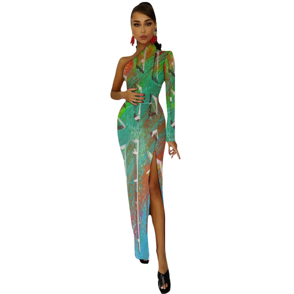 Gavin Scott Half Sleeve Slit Dress (Femme XS-L)