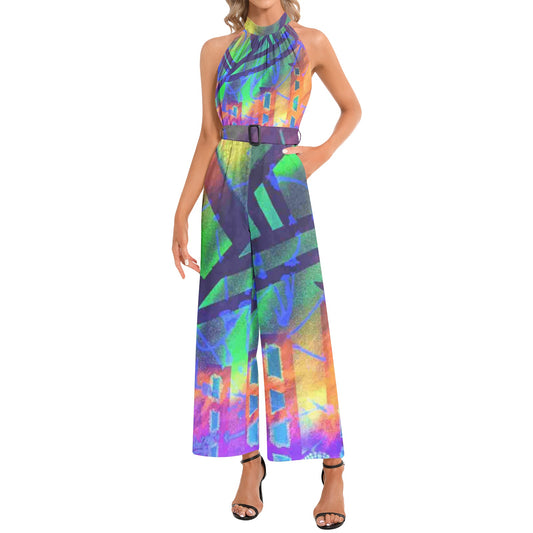 Gavin Scott Halter Neck Buckle Belted Jumpsuit (Femme XS-3XL)