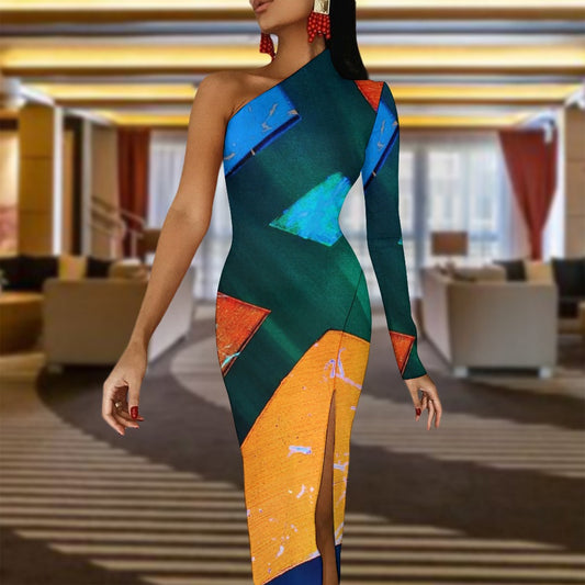 Gavin Scott Half Sleeve Slit Dress (Femme XS-L)