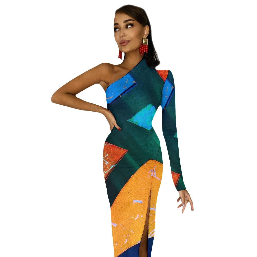 Gavin Scott Half Sleeve Slit Dress (Femme XS-L)