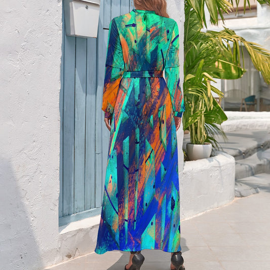 Gavin Scott High Neck Belted Full Length Dress (Femme XS-XL)