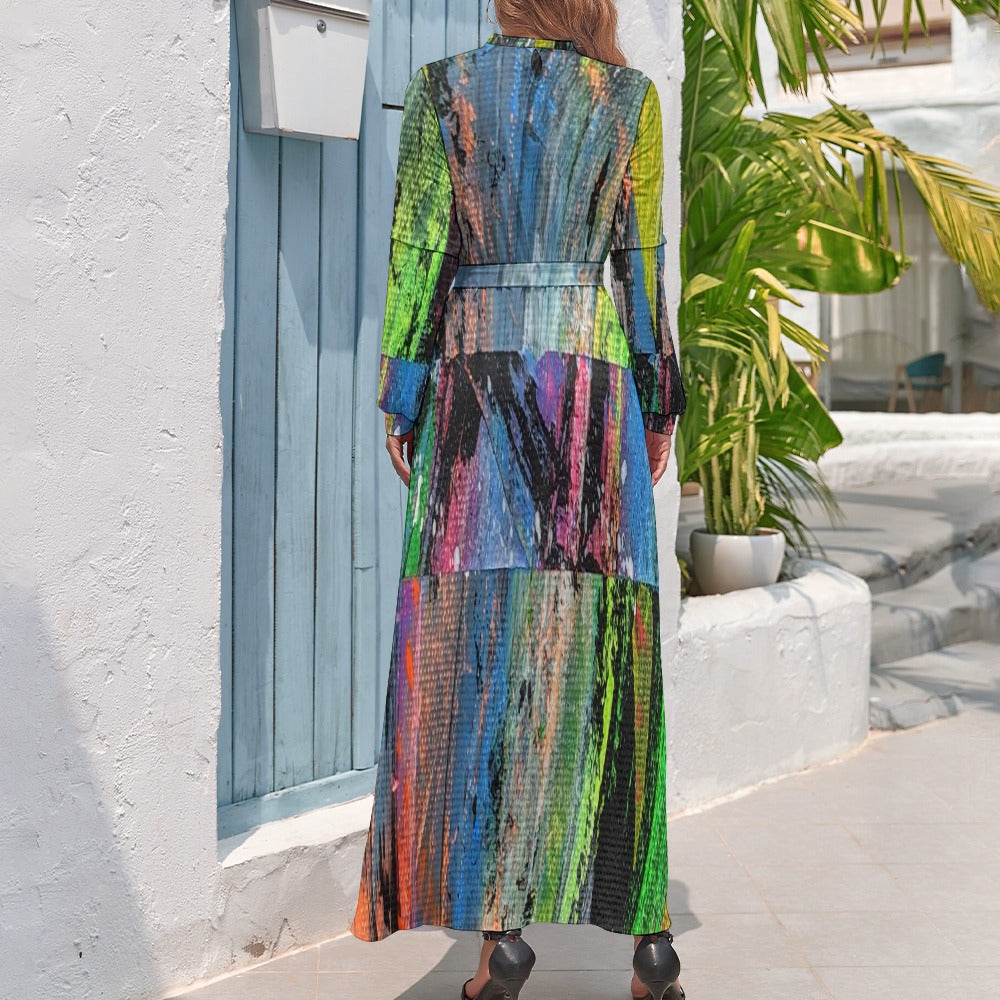 Gavin Scott High Neck Belted Full Length Dress (Femme XS-XL)