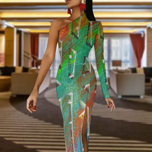 Gavin Scott Half Sleeve Slit Dress (Femme XS-L)