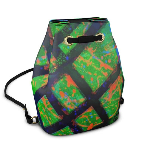 Gavin Scott 100% Genuine Nappa Leather Drawstring Bucket Backpack