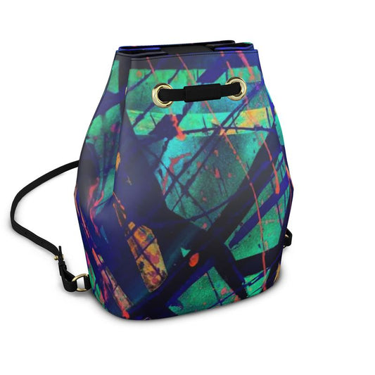 Gavin Scott 100% Genuine Nappa Leather Drawstring Bucket Backpack