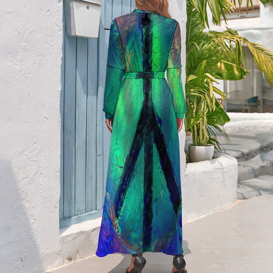 Gavin Scott High Neck Belted Full Length Dress (Femme XS-XL)