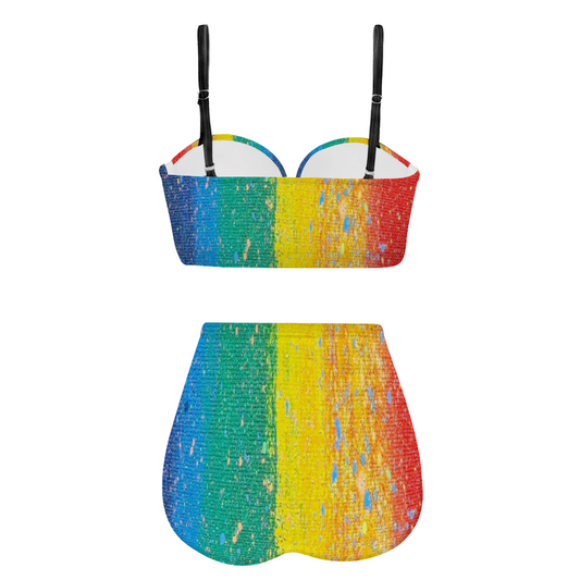 Gavin Scott High Waist Two Piece Bikini Swimsuit (Femme S-2XL)