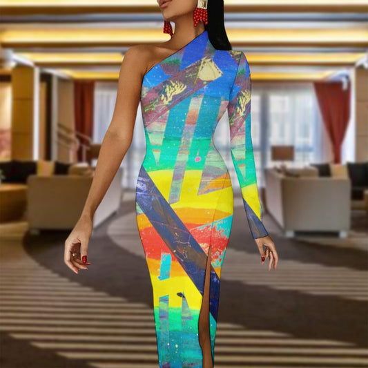 Gavin Scott Half Sleeve Slit Dress (Femme XS-L)