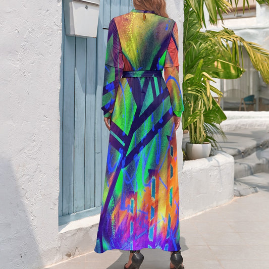 Gavin Scott High Neck Belted Full Length Dress (Femme XS-XL)