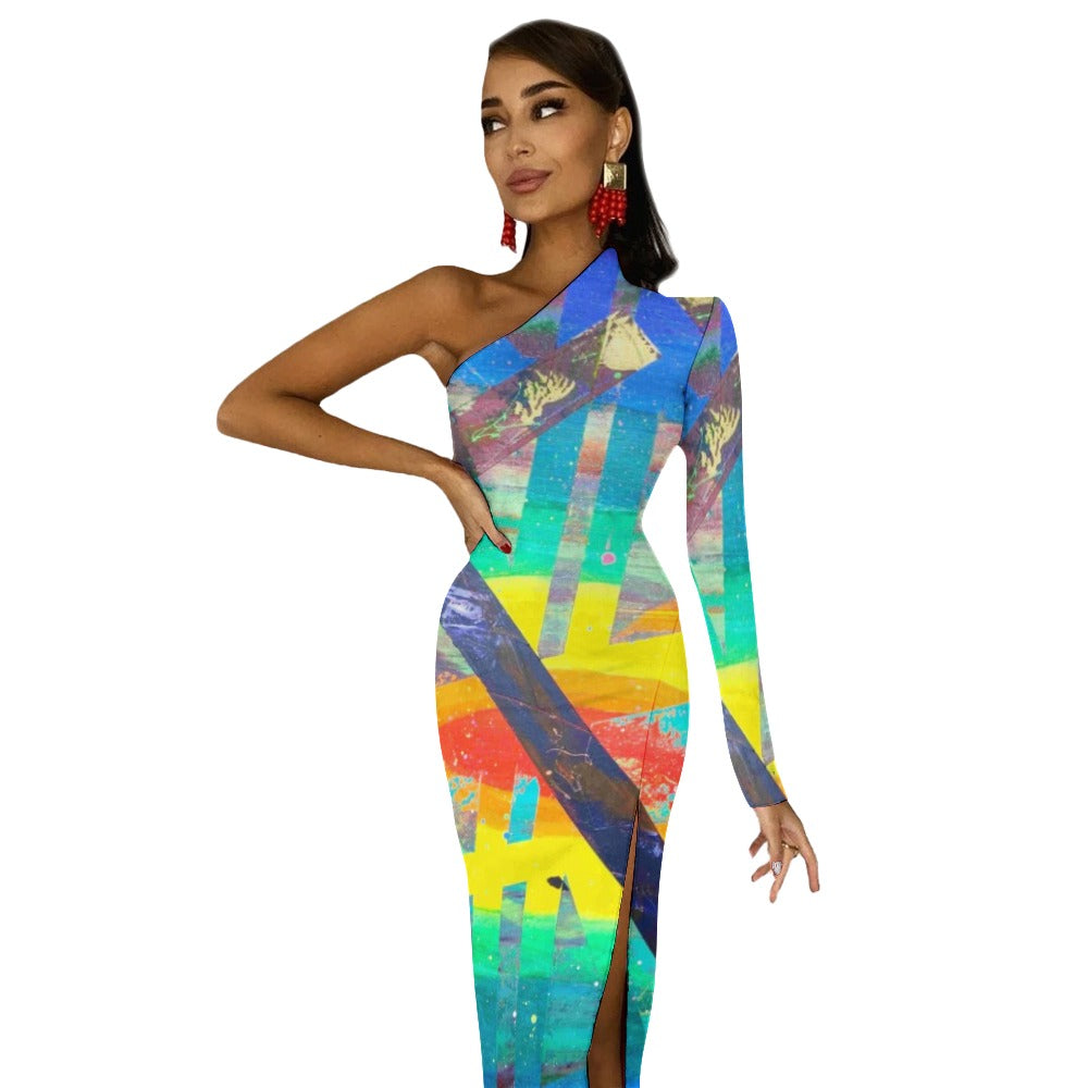 Gavin Scott Half Sleeve Slit Dress (Femme XS-L)