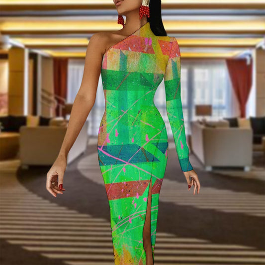 Gavin Scott Half Sleeve Slit Dress (Femme XS-L)