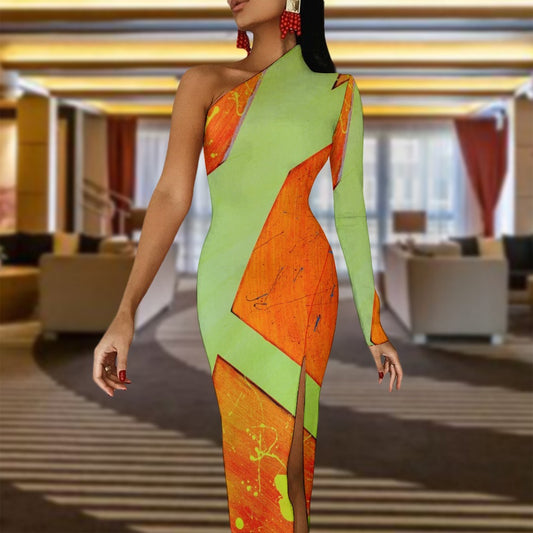 Gavin Scott Half Sleeve Slit Dress (Femme XS-L)