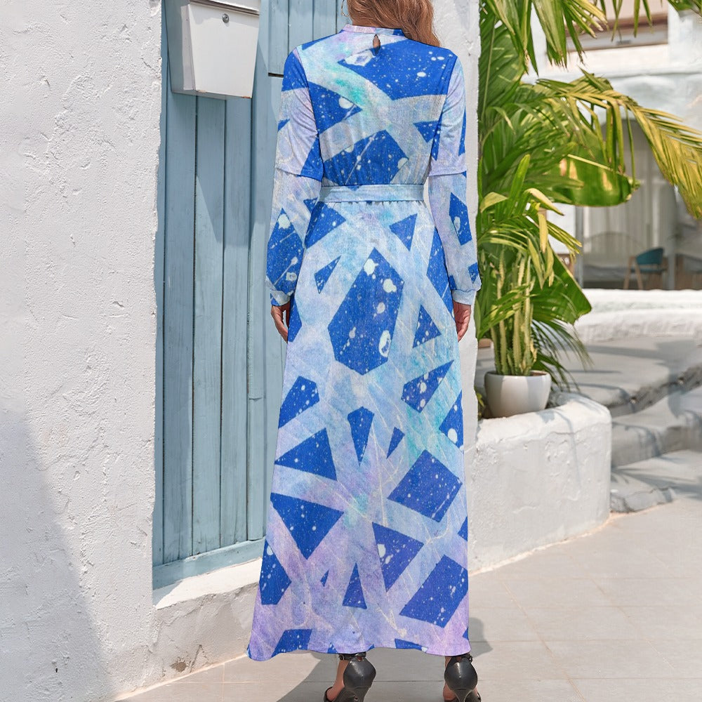 Gavin Scott High Neck Belted Full Length Dress (Femme XS-XL)