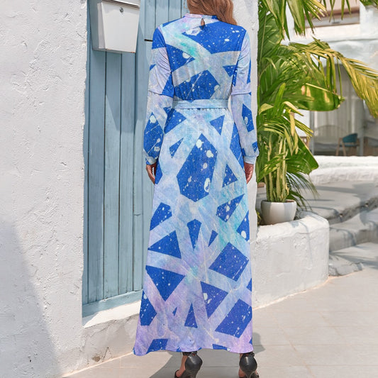 Gavin Scott High Neck Belted Full Length Dress (Femme XS-XL)