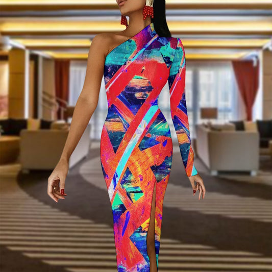 Gavin Scott Half Sleeve Slit Dress (Femme XS-L)