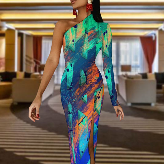 Gavin Scott Half Sleeve Slit Dress (Femme XS-L)