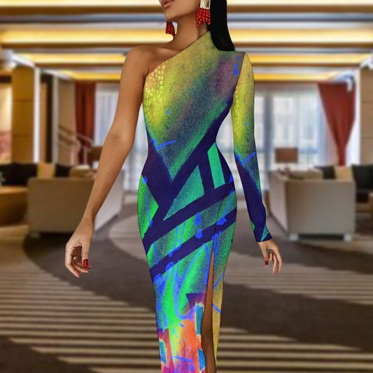 Gavin Scott Half Sleeve Slit Dress (Femme XS-L)