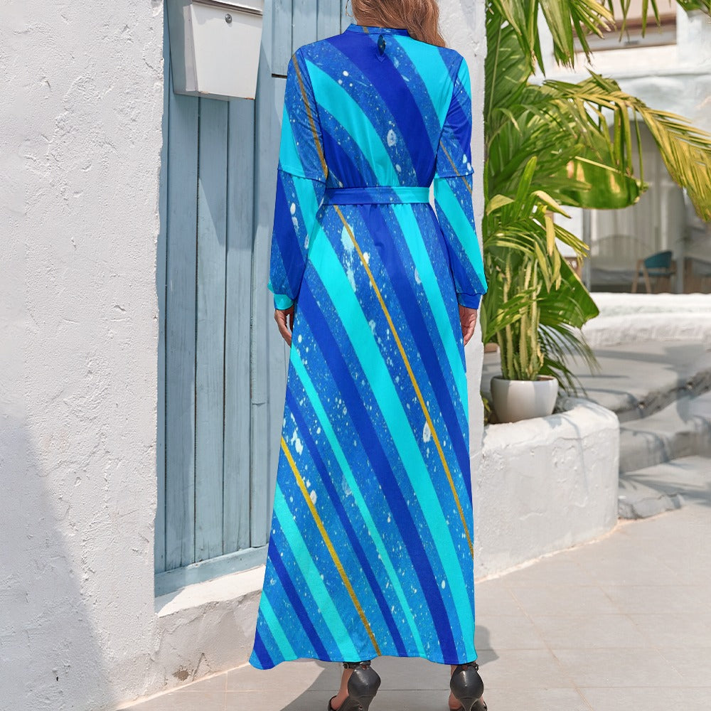 Gavin Scott High Neck Belted Full Length Dress (Femme XS-XL)