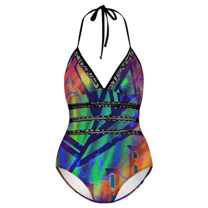 Gavin Scott Lace Halter One-Piece Swimsuit (Femme XL-4XL)