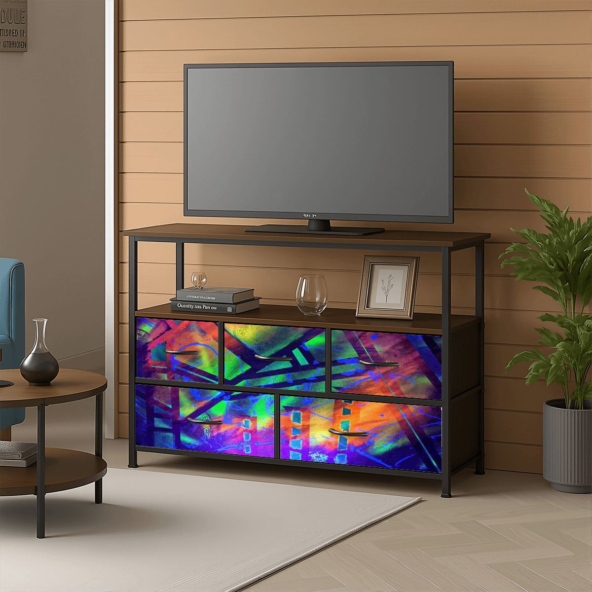 Gavin Scott TV Stand w/5 Drawer Dresser & Charging Station