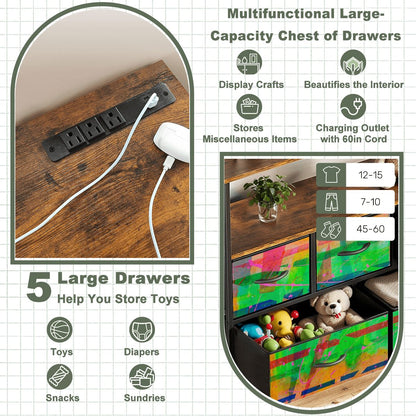 Gavin Scott TV Stand w/5 Drawer Dresser & Charging Station