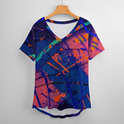 Gavin Scott Ice Silk V-Neck Short-sleeve Shirt (Femme S-5XL)