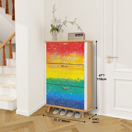 Gavin Scott Wood & Leather Shoe Cabinet