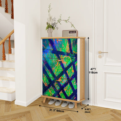 Gavin Scott Wood & Leather Shoe Cabinet