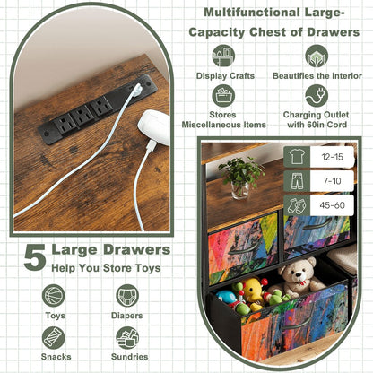 Gavin Scott TV Stand w/5 Drawer Dresser & Charging Station