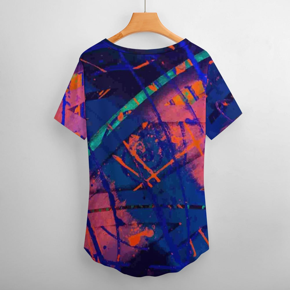 Gavin Scott Ice Silk V-Neck Short-sleeve Shirt (Femme S-5XL)