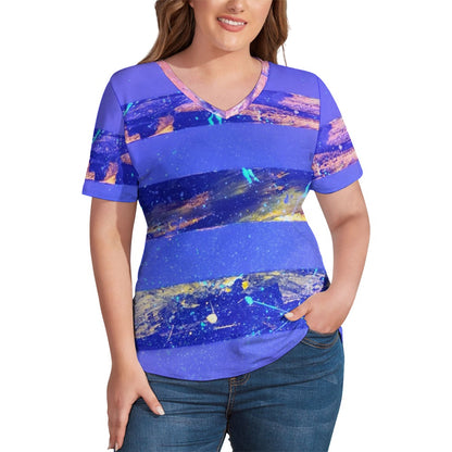 Gavin Scott Ice Silk V-Neck Short-sleeve Shirt (Femme S-5XL)